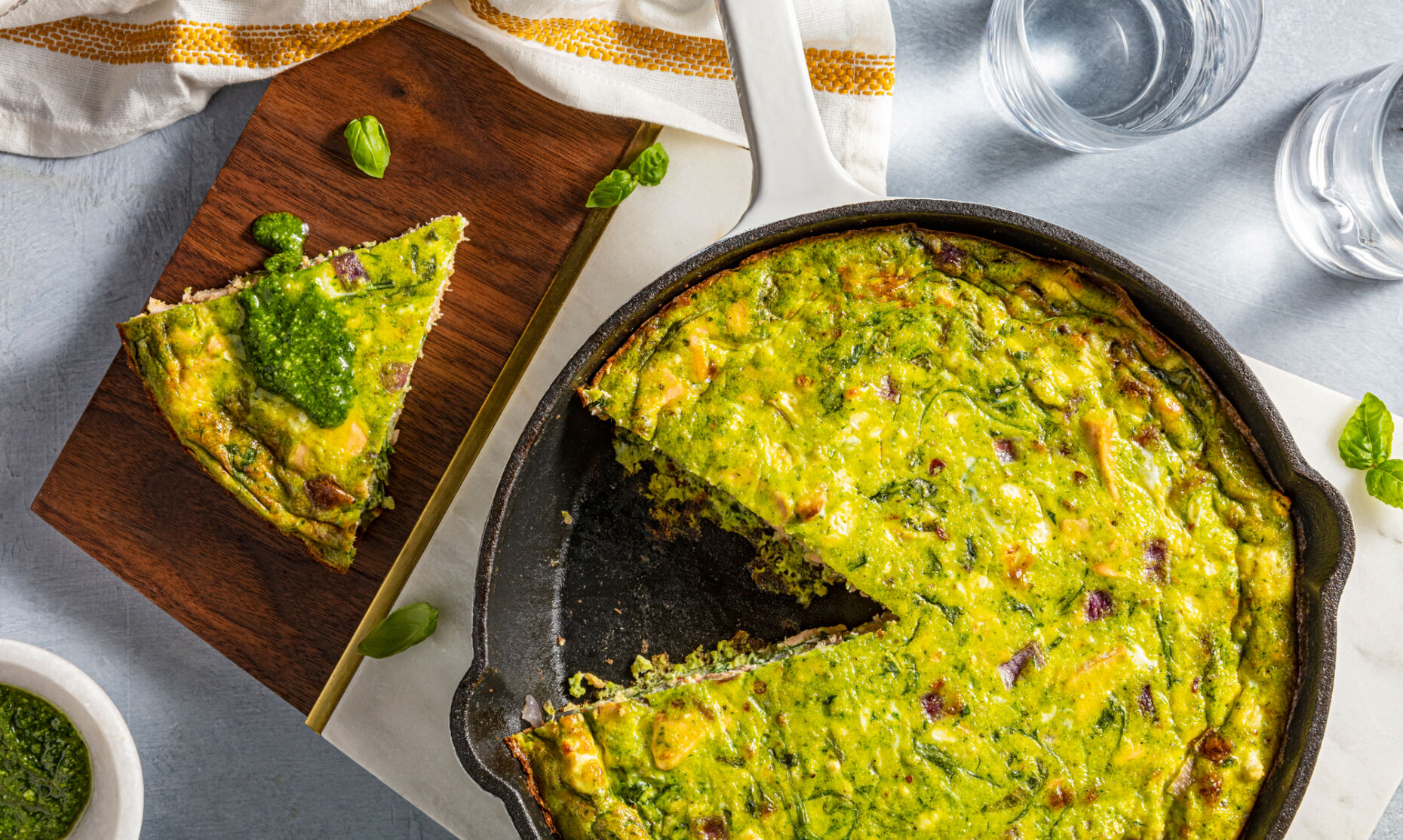 Spinach Pesto & Salmon Frittata